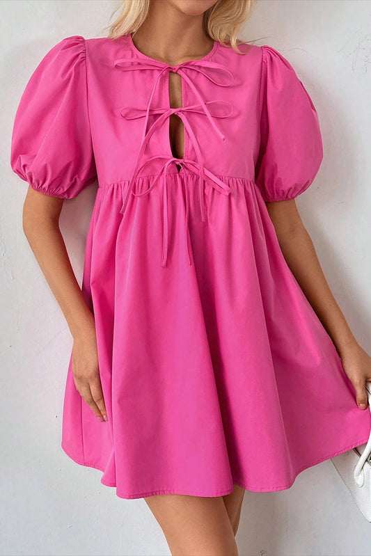 Pink Tie Front Mini Dress RTS