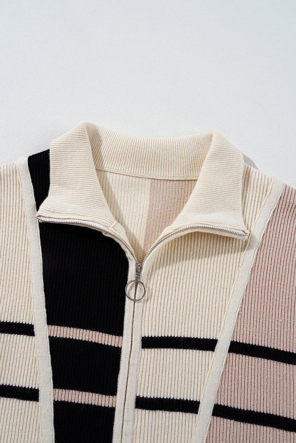 Colorblock Zip Collar Sweater Dress LT