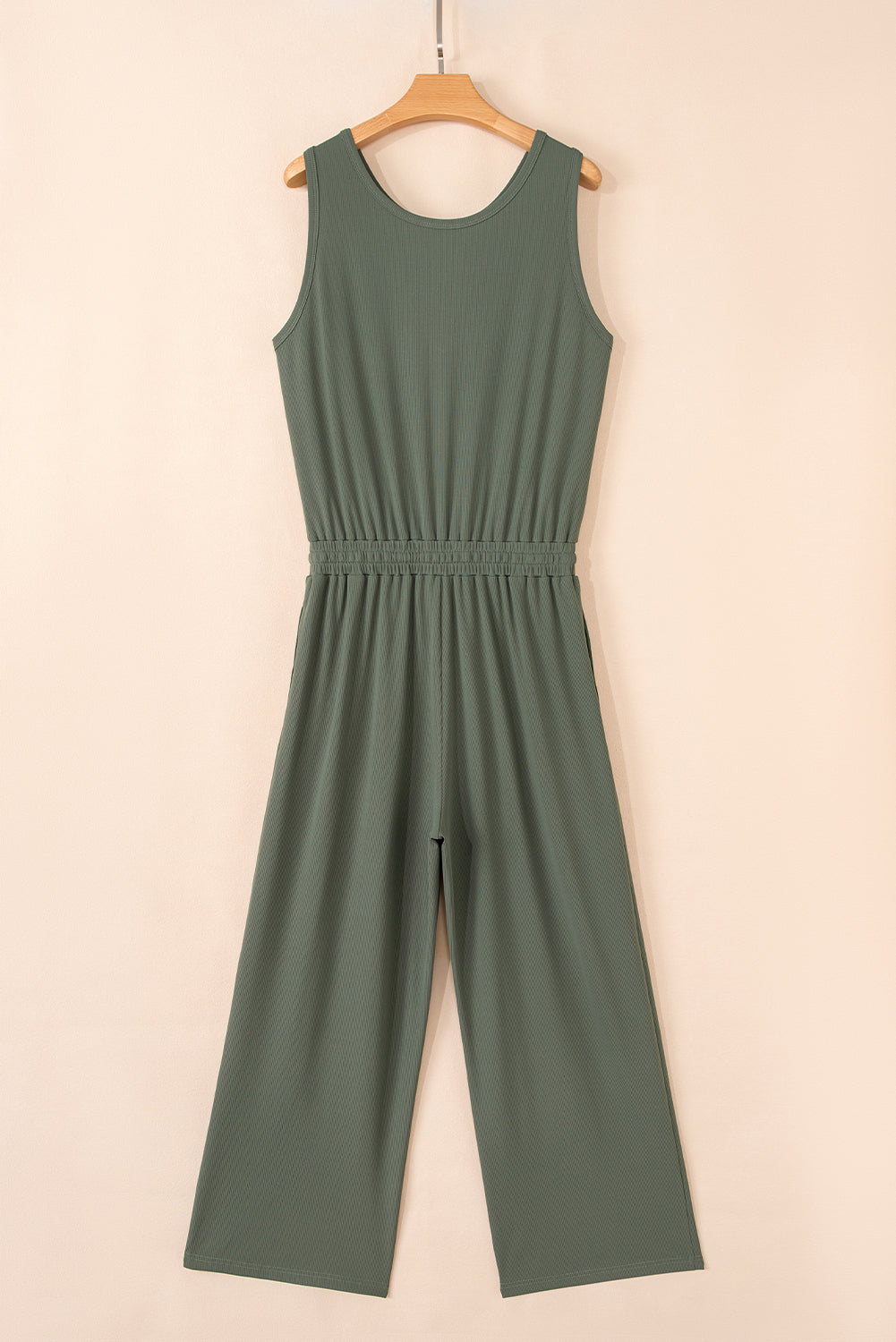 Green Buttoned Wide Leg Jumpsuit LT