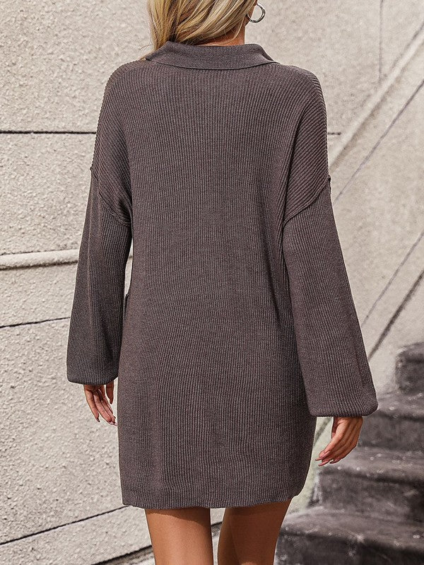 Long sleeve ribbed knit dress