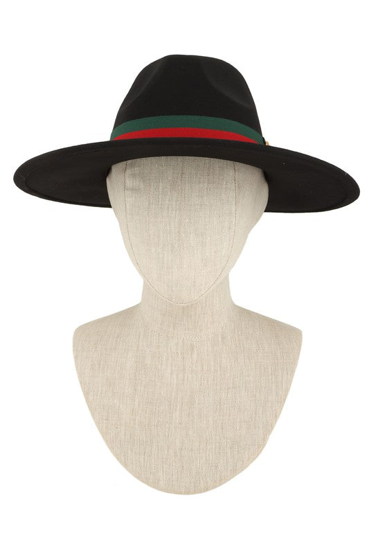 GO Charm with Stripe Band Fedora Hat