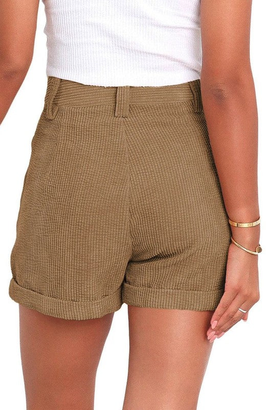 High waisted corduroy shorts