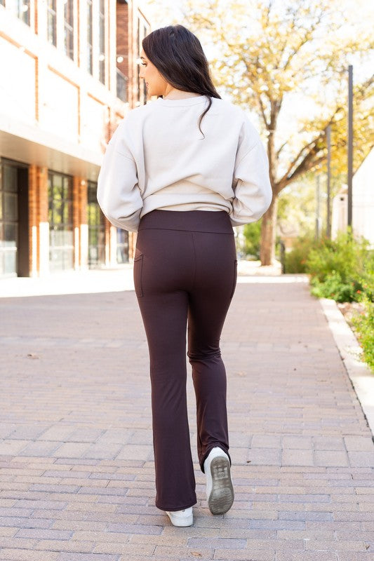 The Rhea Brown Bootcut Leggings