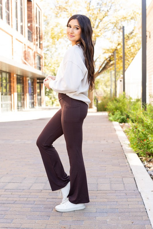 The Rhea Brown Bootcut Leggings