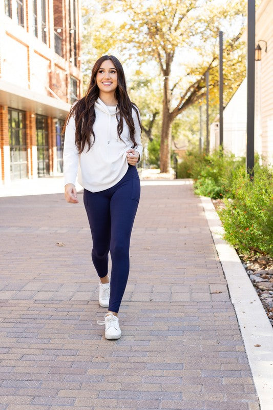 The Nadia Navy Crossover Full Length Leggings