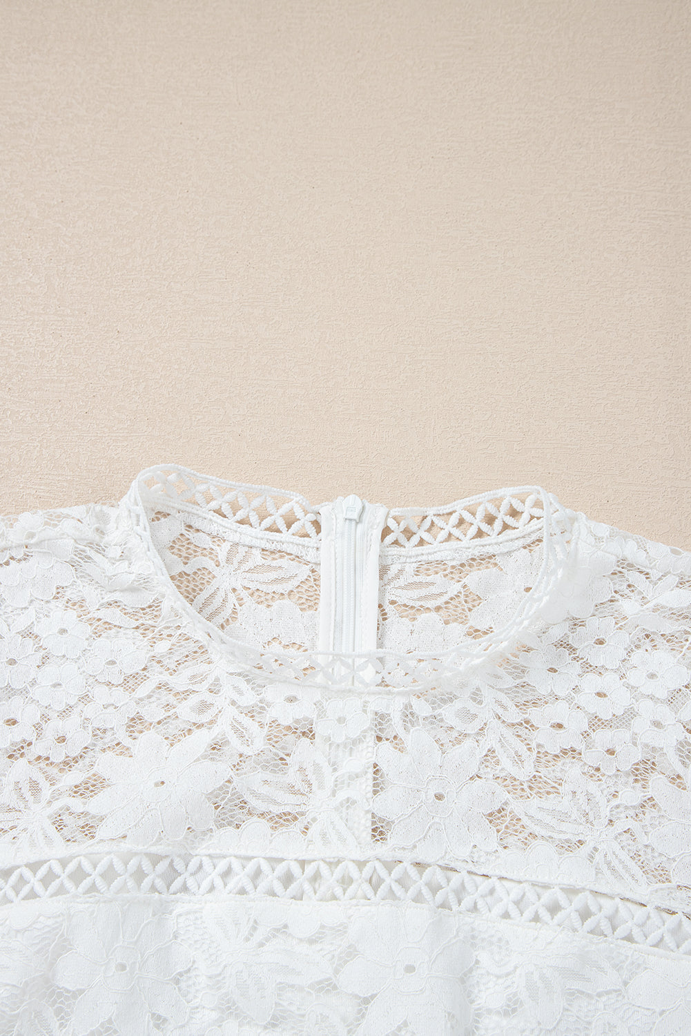 White Floral Lace Peplum Blouse LT