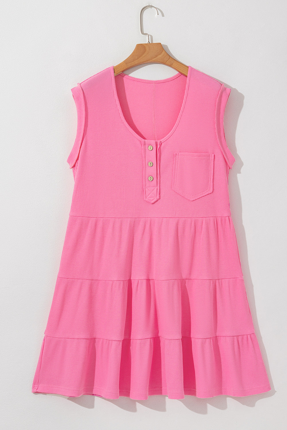 Bright Pink Textured Sleeveless Mini Dress LT