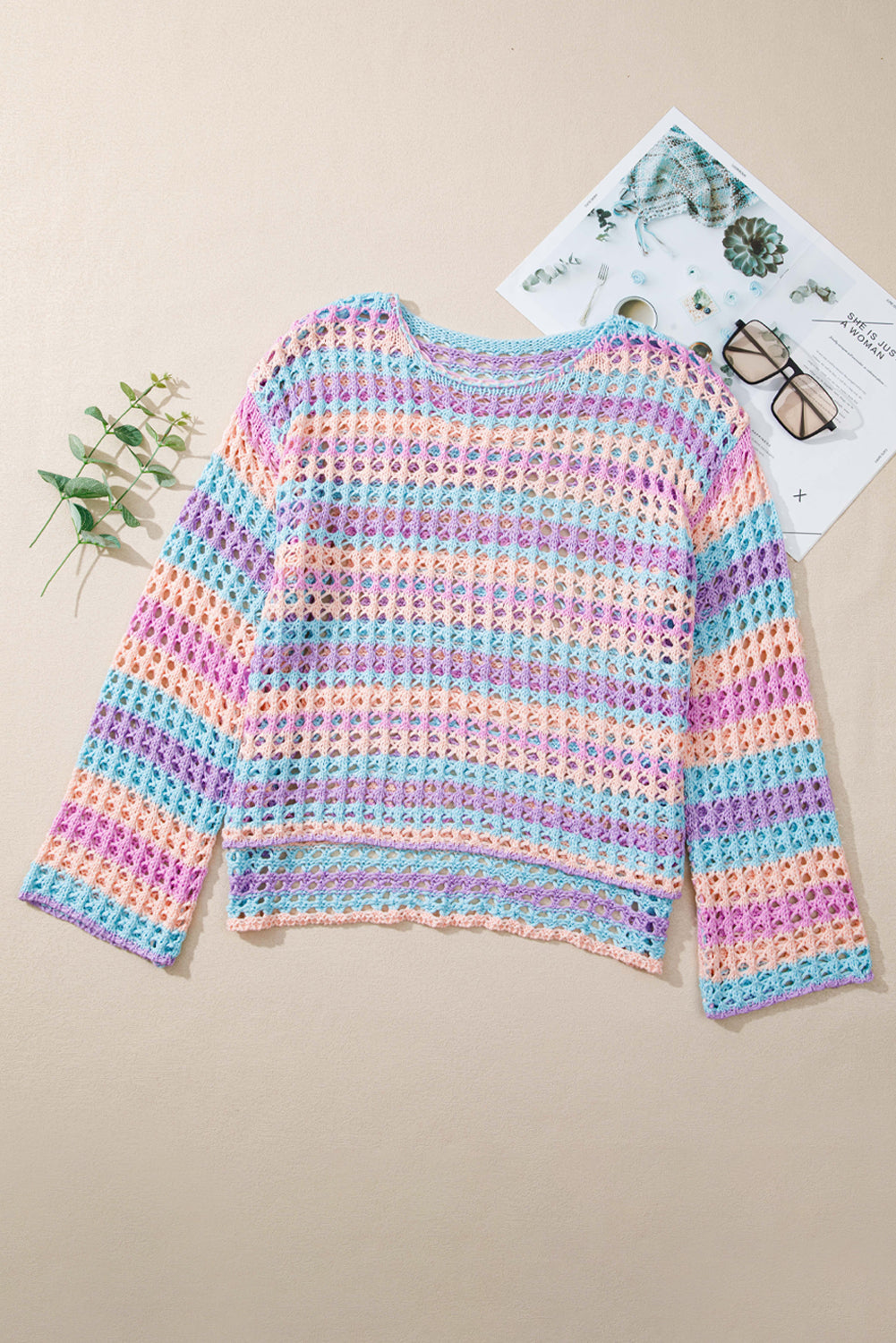 Purple Multi Stripe Knit Sweater RTS