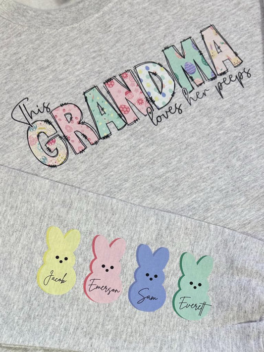 Custom Loves Her Peeps Graphic Sweatshirt