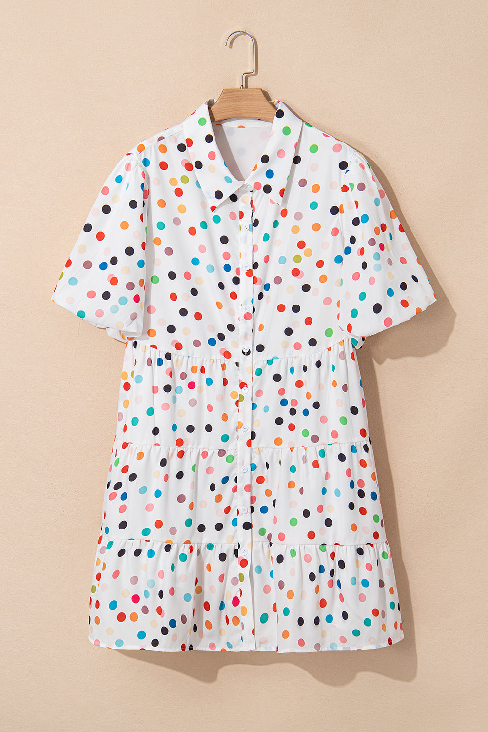 White Polka Dot Mini Plus Dress LT