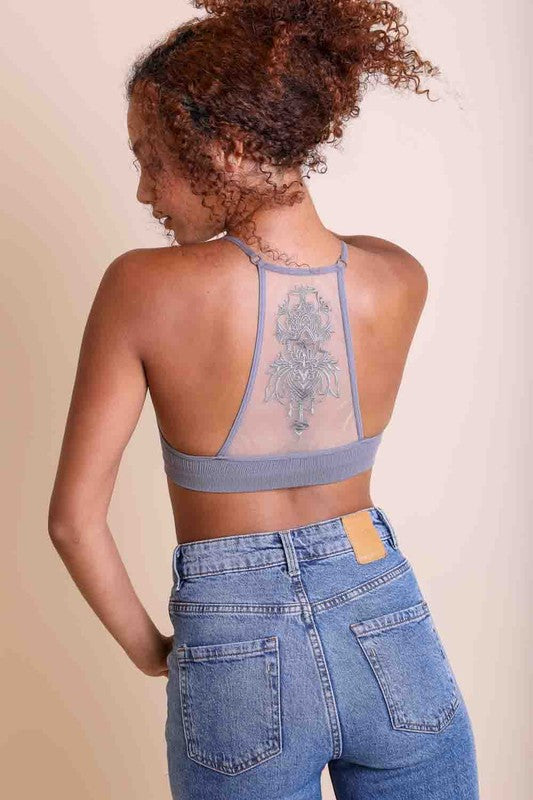 Tattoo Mesh Racerback Bralette