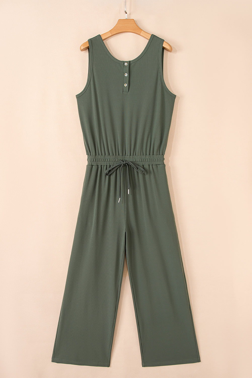 Green Buttoned Wide Leg Jumpsuit LT