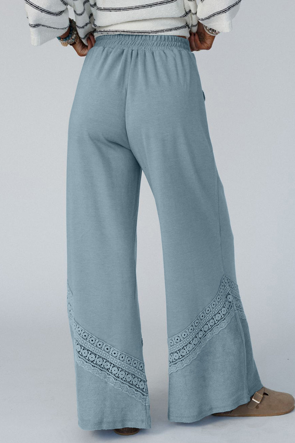 Dusk Blue Lace Patched Wide Leg Pants LT