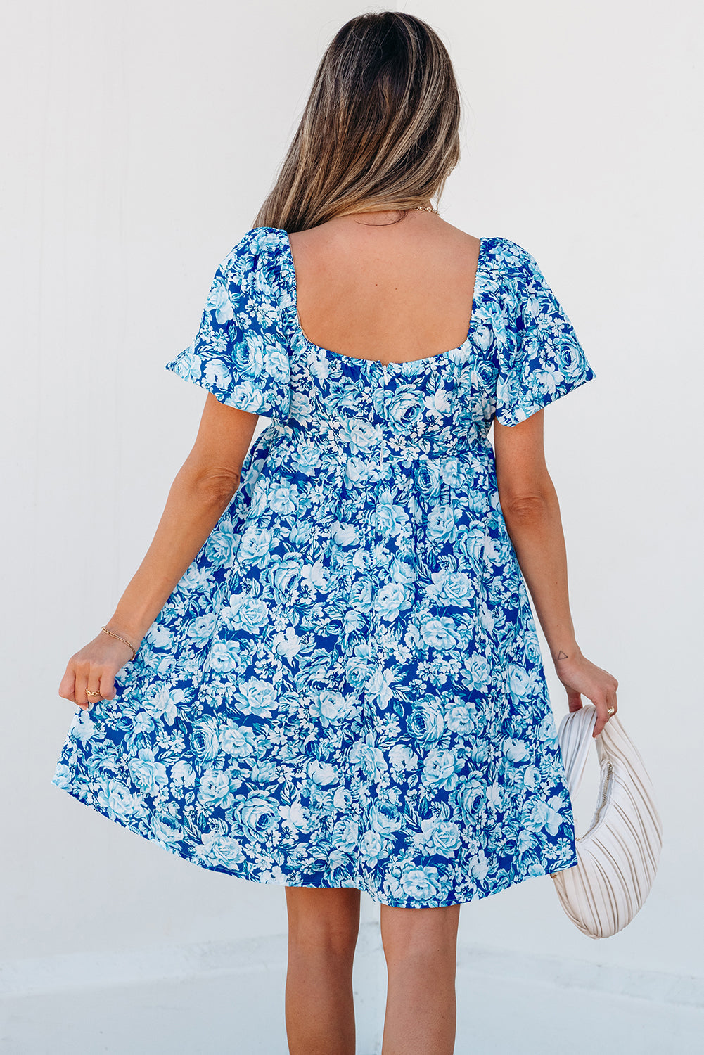 Blue Floral Babydoll Mini Dress LT