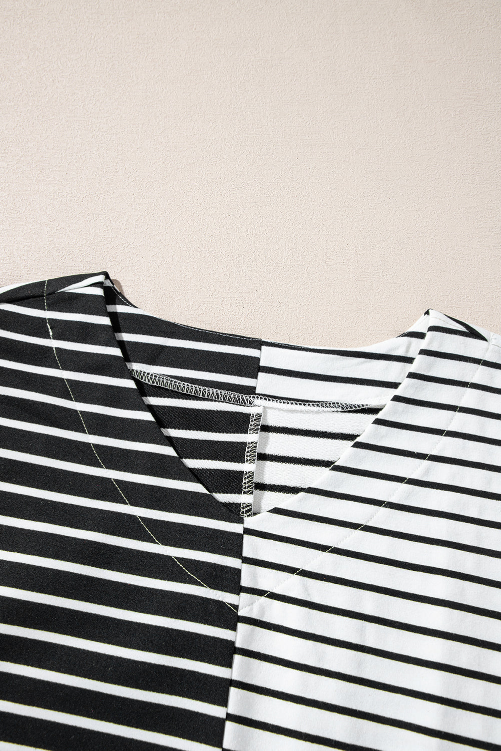 Two Tone Black Stripe Top LT