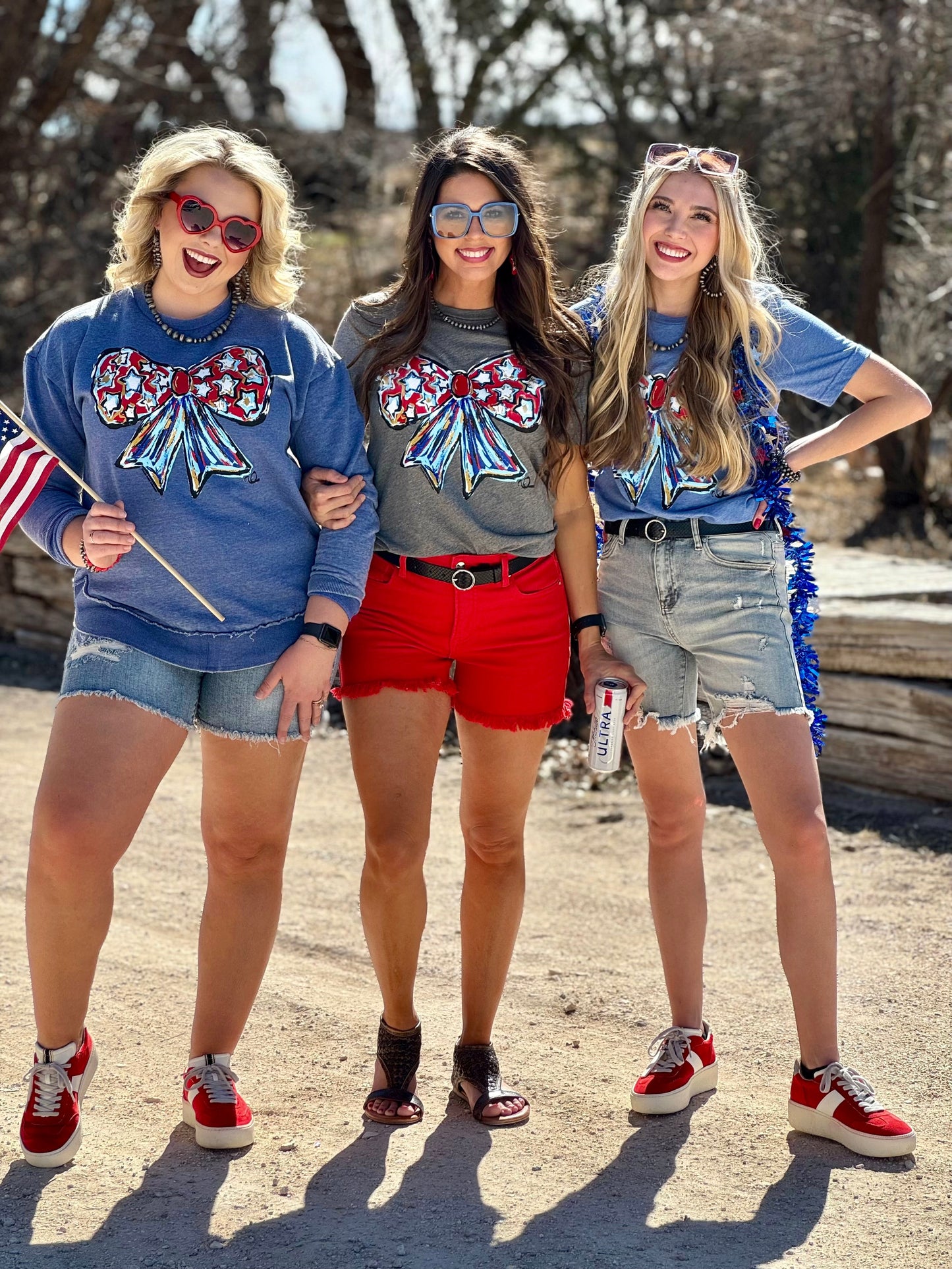 Callie Ann Stelter Patriotic Bow Poncho Sweatshirt