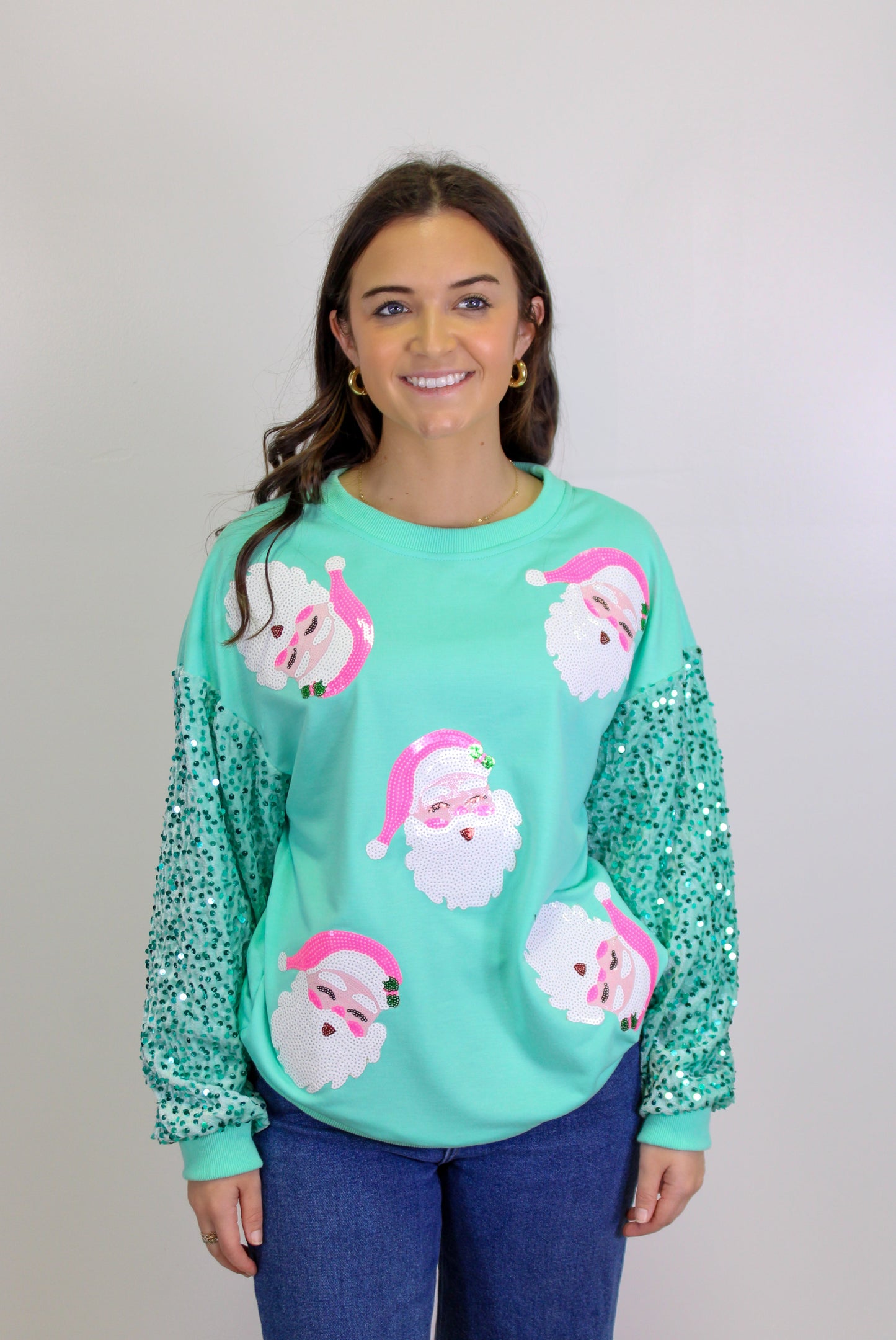 Mint Green Santa Sweatshirt LT