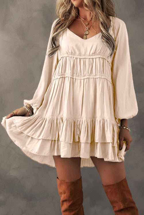 Cream Ruffle Mini Dress LT