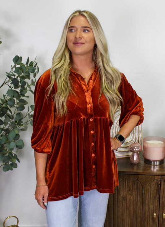 Burnt Orange Velvet Tunic LT