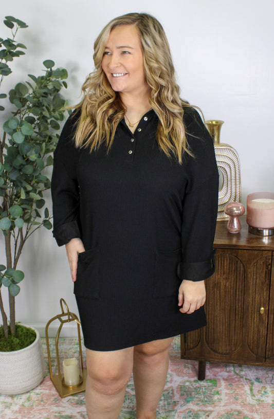 Black Plus Size Sweater Dress LT