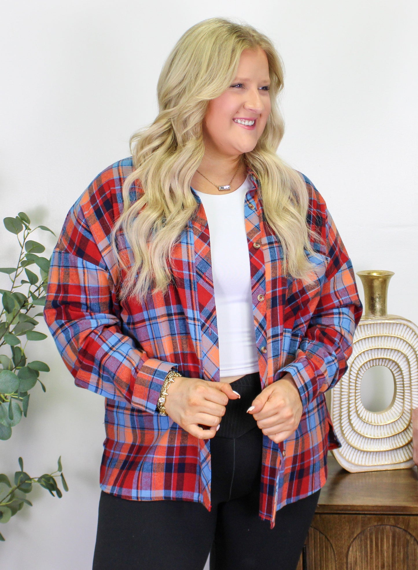 Red Plus Size Flannel LT