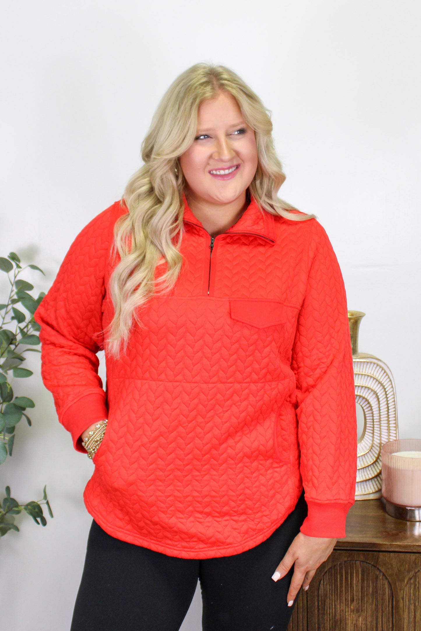 Red Plus Size Pullover LT