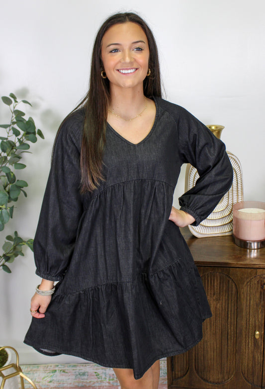 Black Ruffle Tiered Dress LT