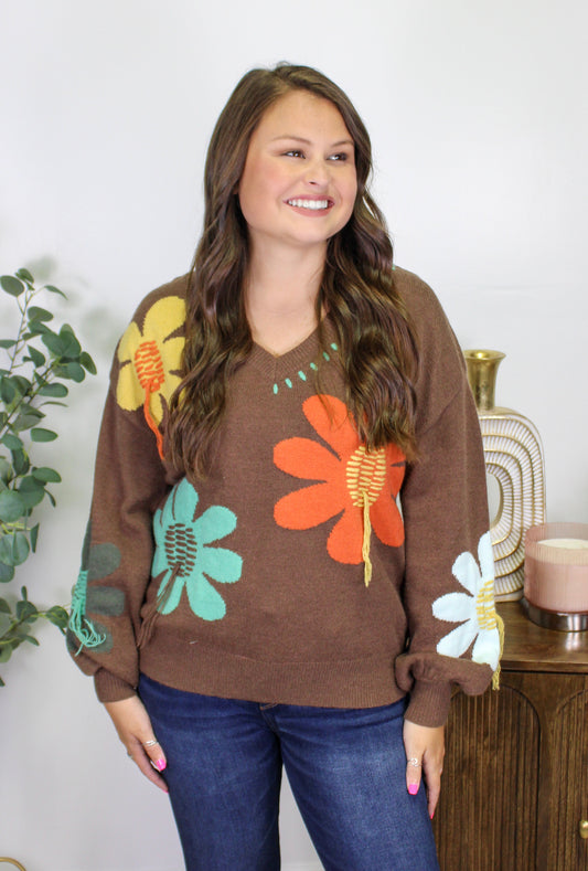 Brown Flower Sweater LT