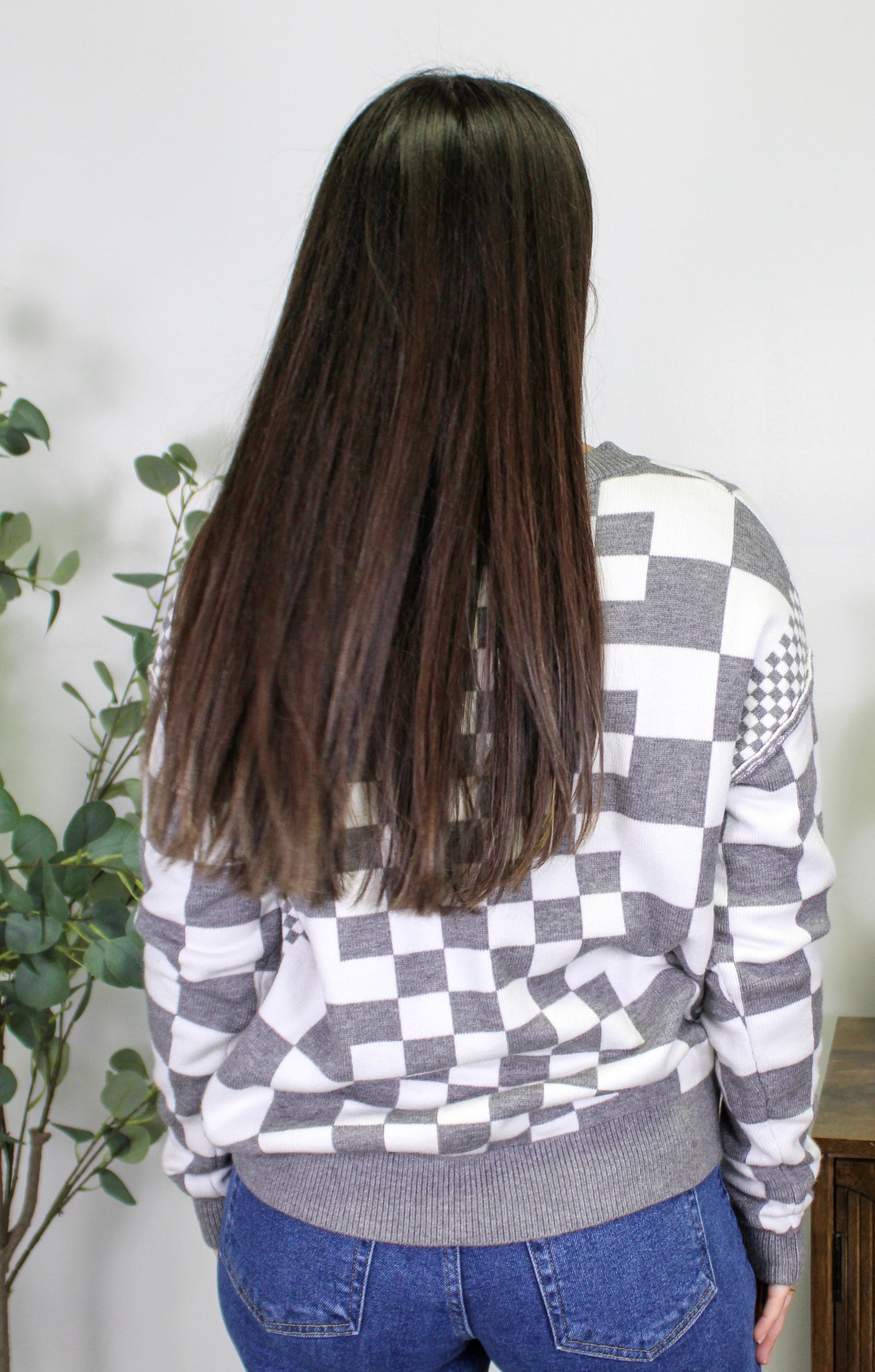 Grey Checkered Sweater LT