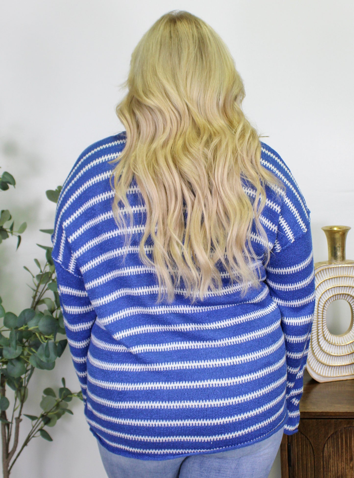 Blue Striped Plus Size Top LT