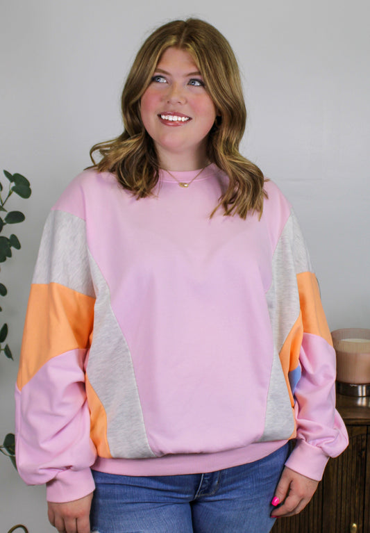 Light Pink Colorblock Pullover LT