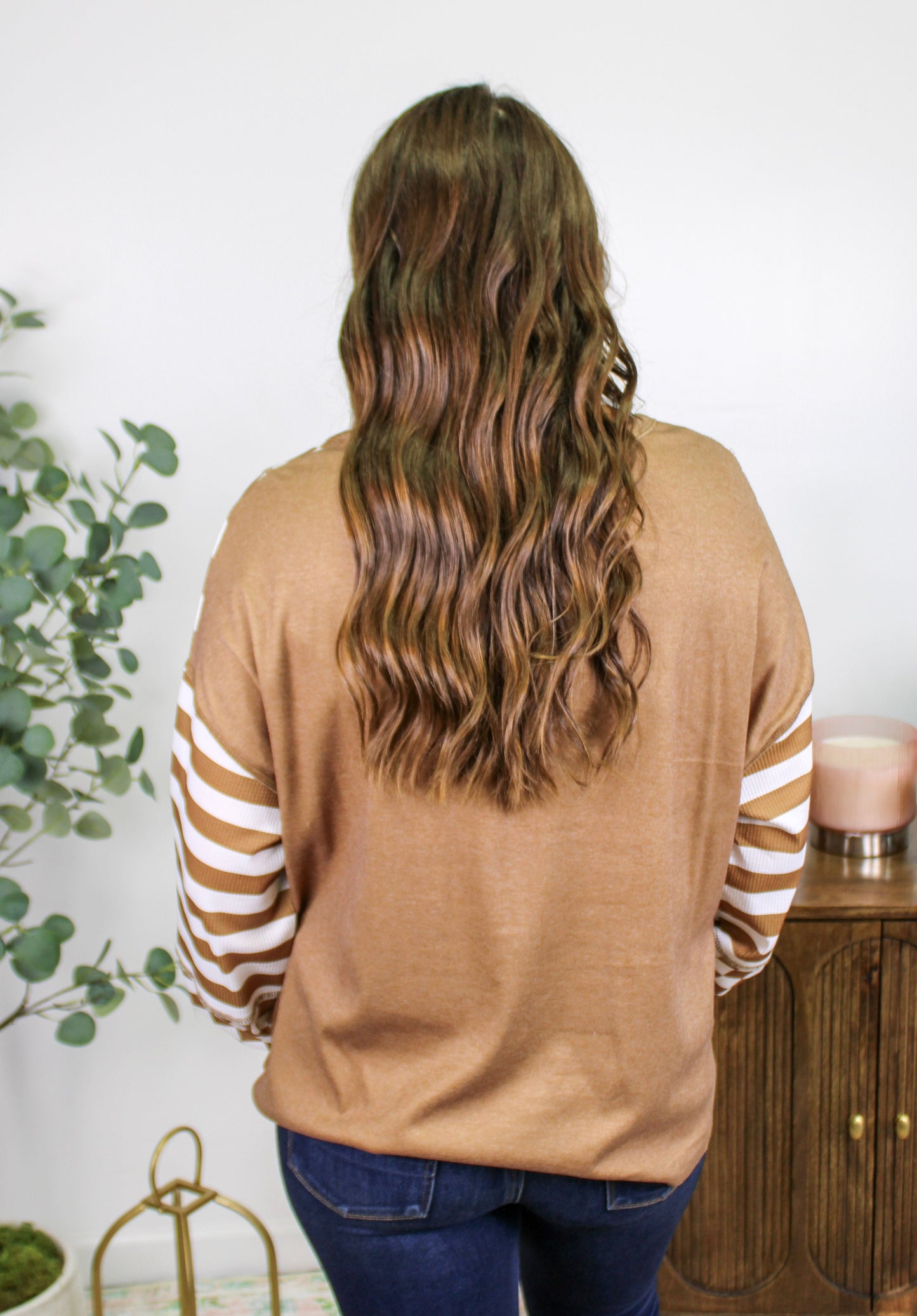 Brown Checkered Striped Top LT