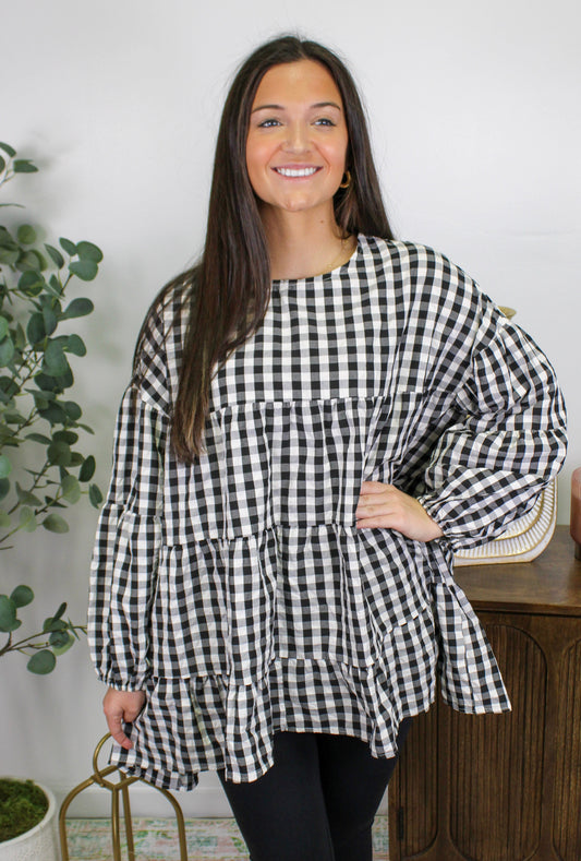 Black Gingham Blouse LT