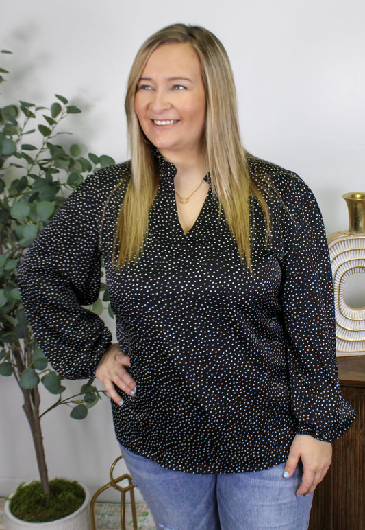 Spotted Plus Size Blouse LT