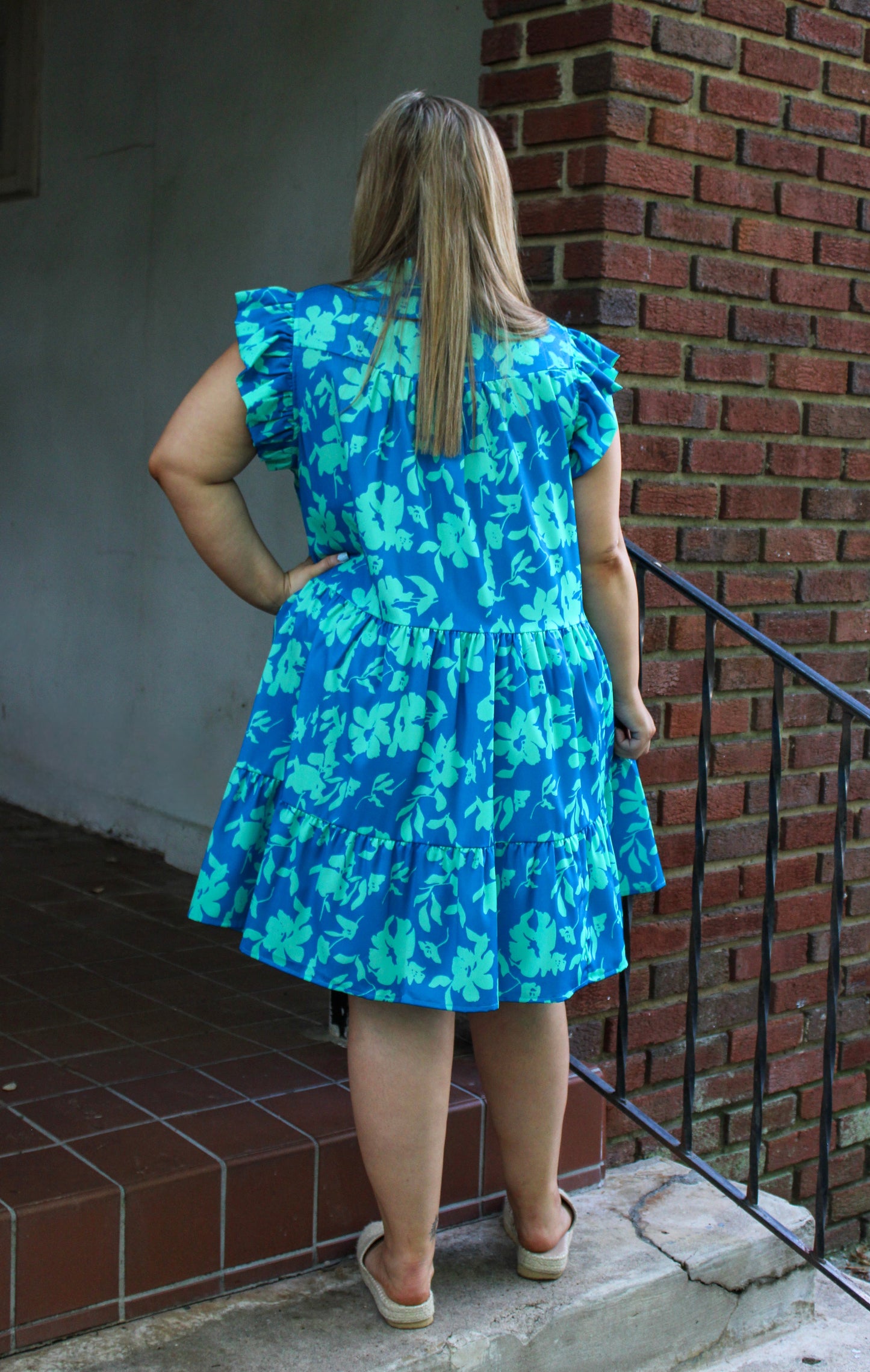 Blue and Green Plus Size Dress LT