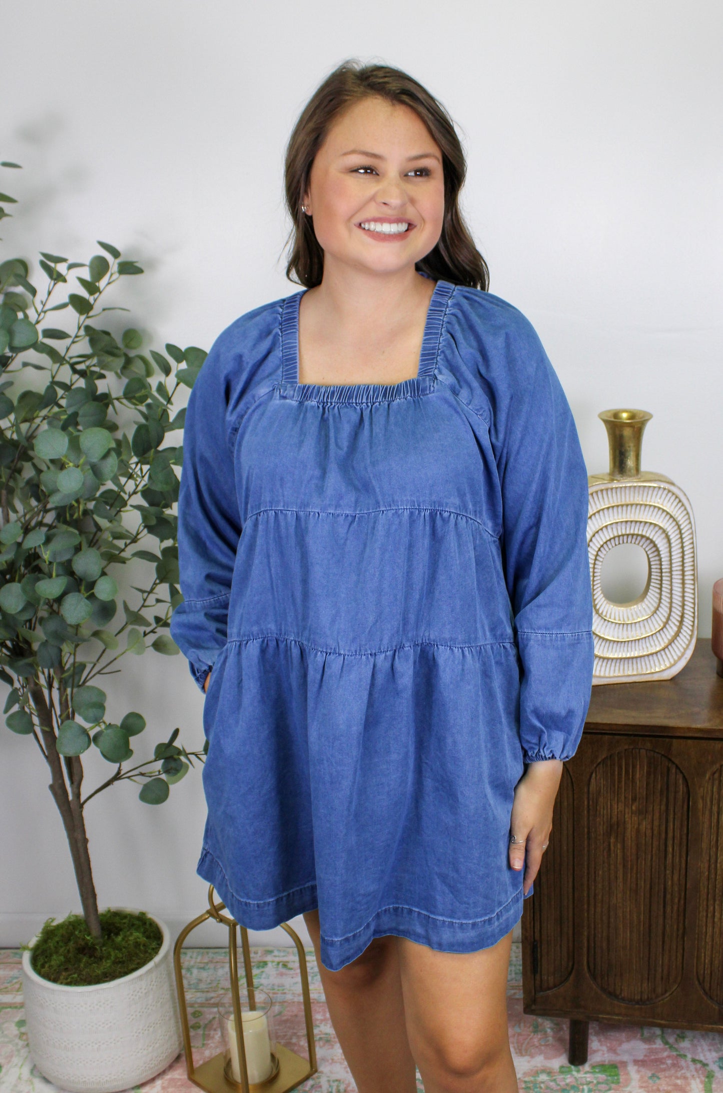 Square Neck Denim Dress LT