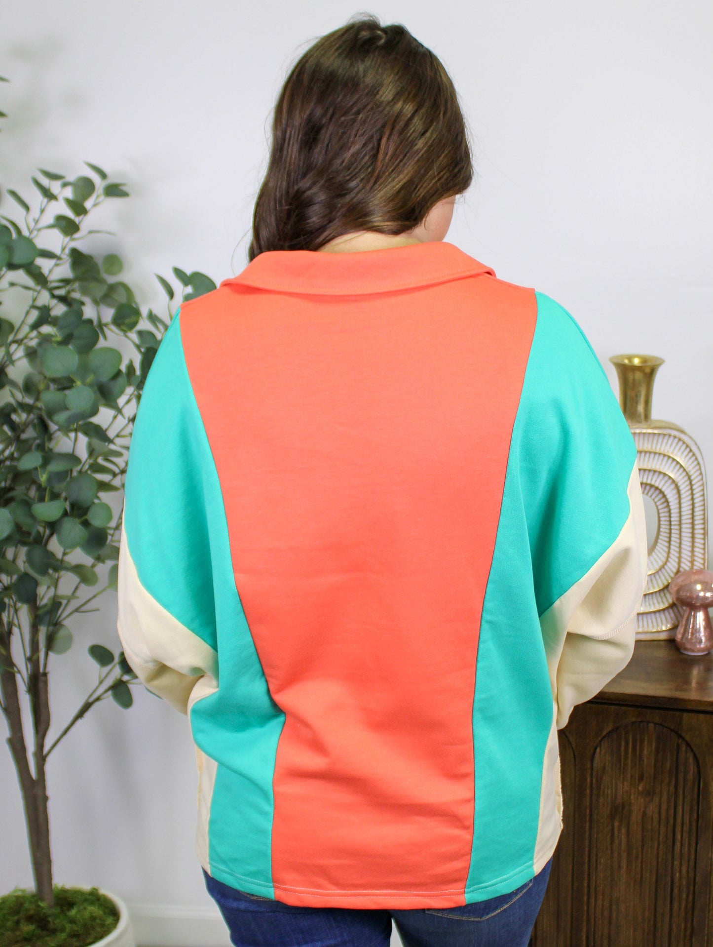 Orange Colorblock Pullover LT