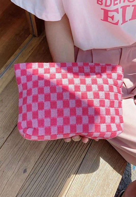 Pink Checkered Cosmetic Bag LT