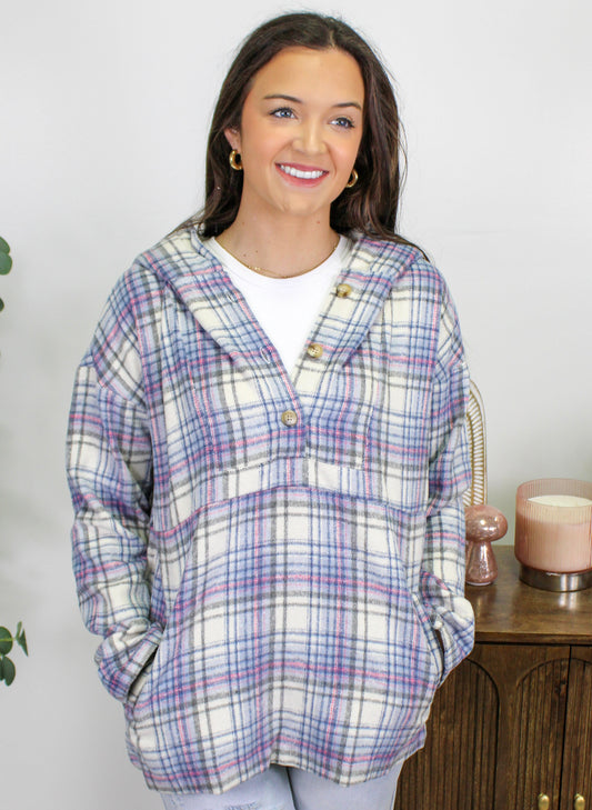 Blue Plaid Hoodie LT