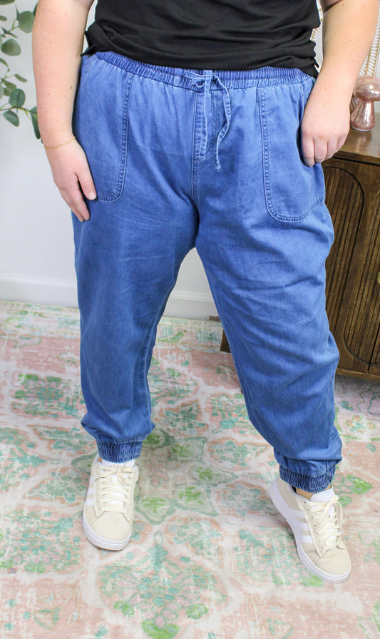 Plus Size Denim Joggers LT