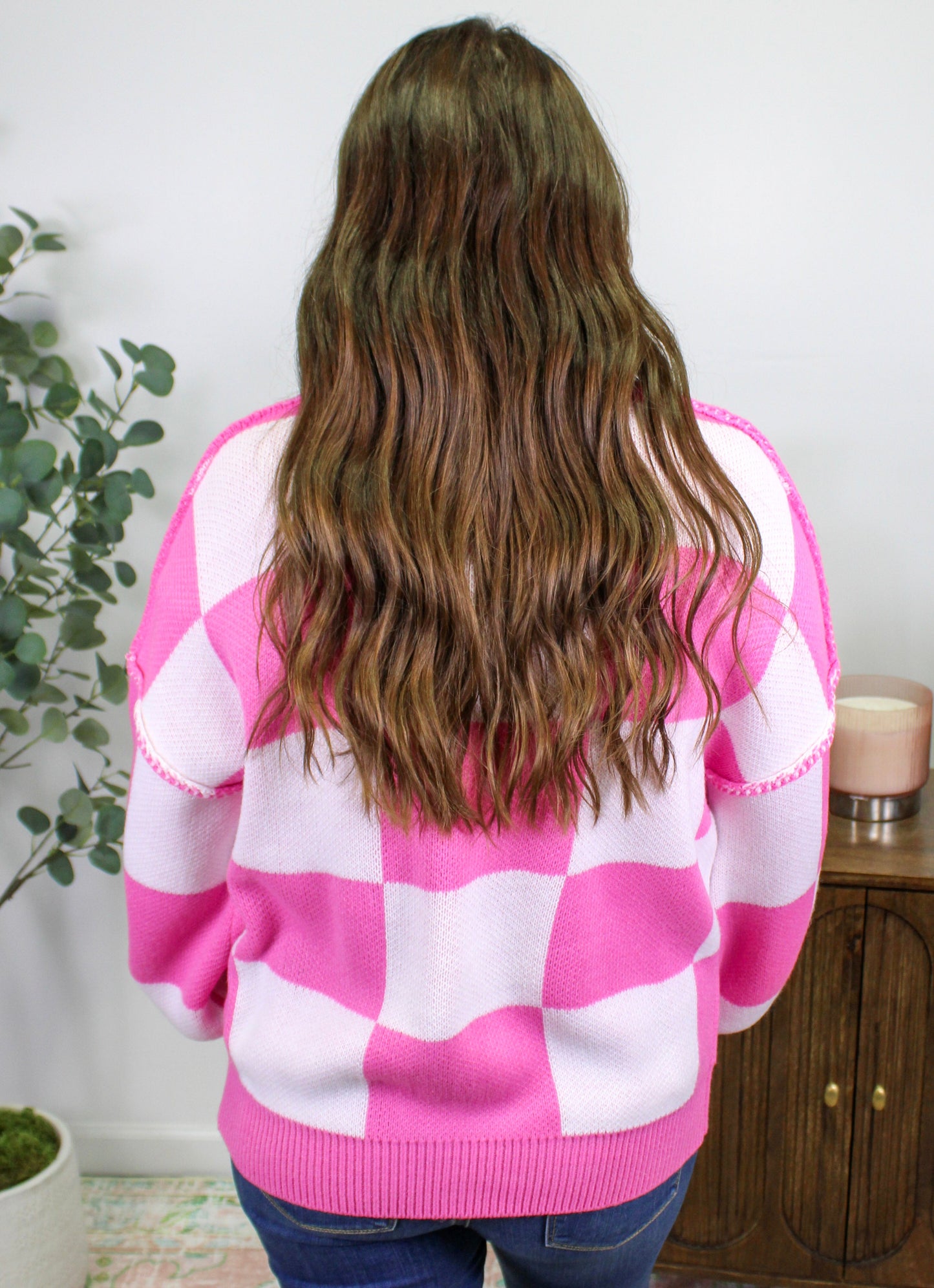 Pink Checkered Sweater LT