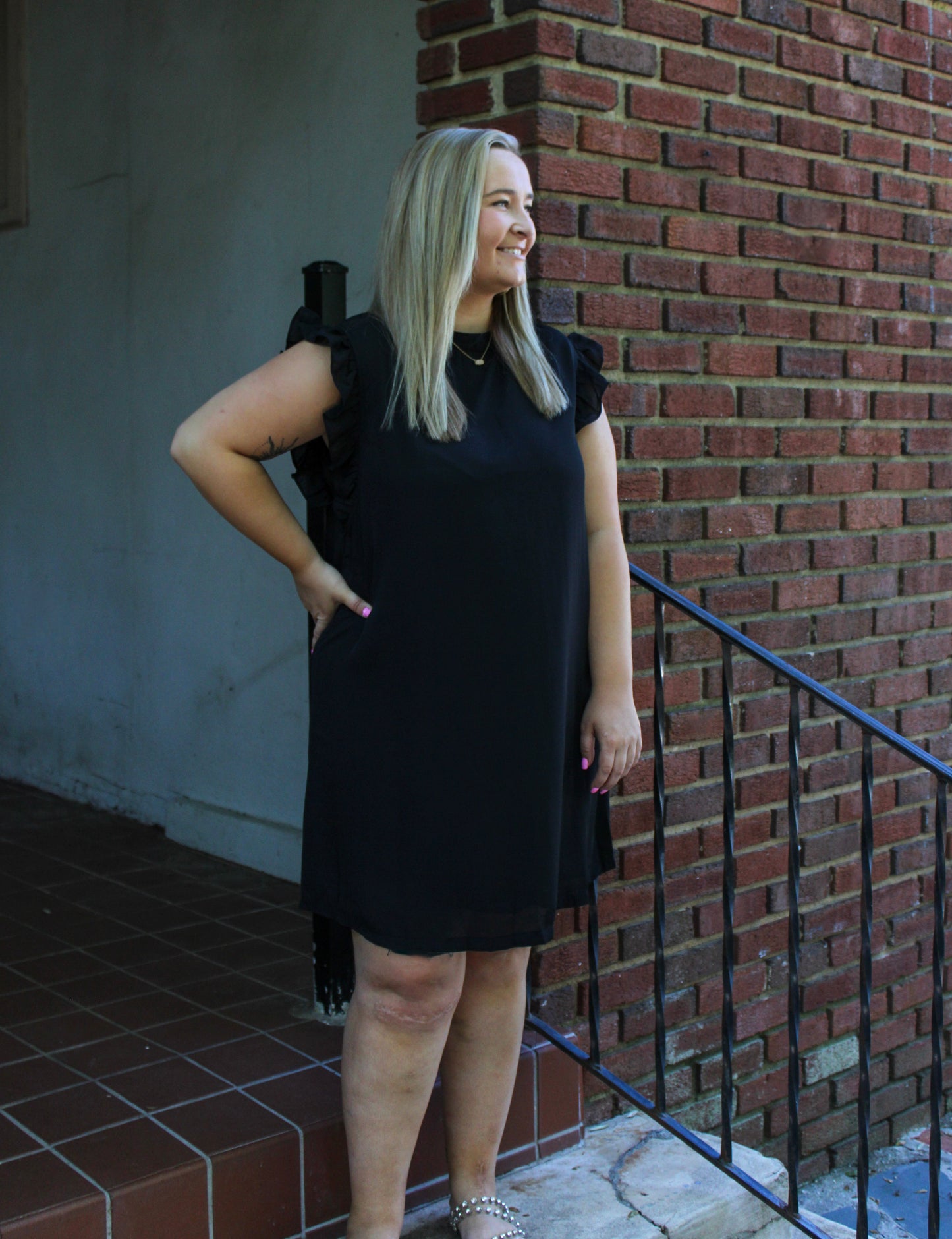 Black Plus Size Ruffle Dress LT