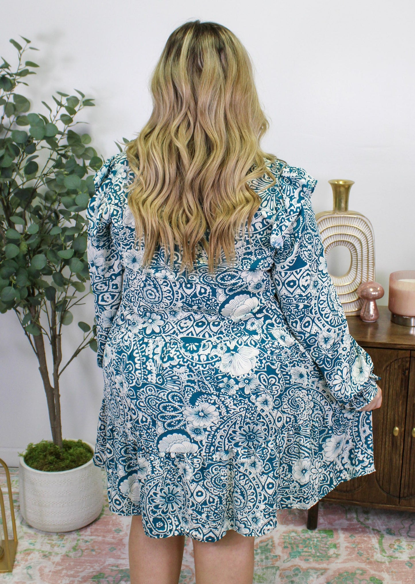 Teal Floral Plus Size Dress LT