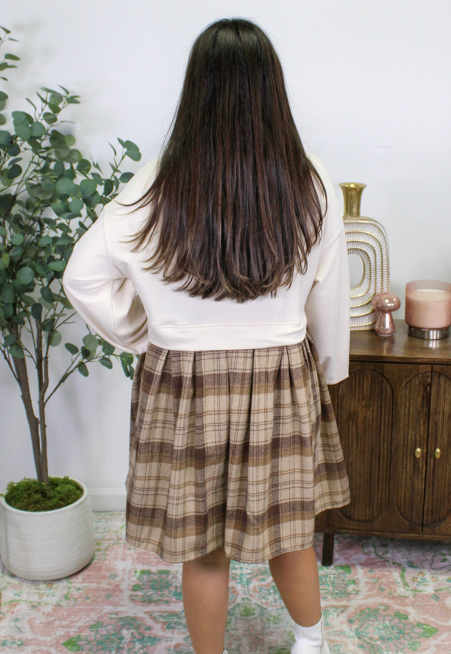 Beige Plaid Dress LT