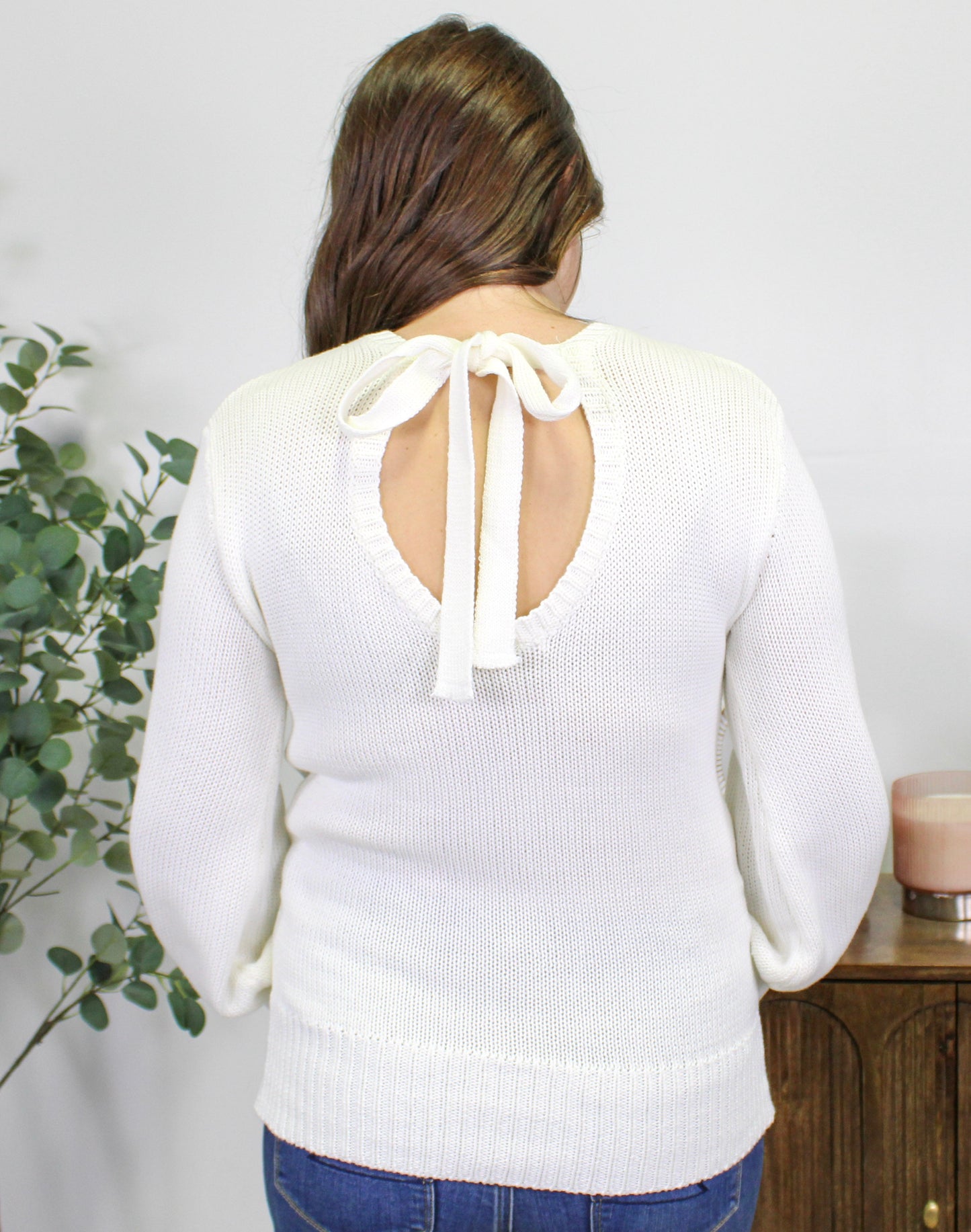 White Tie Back Sweater LT