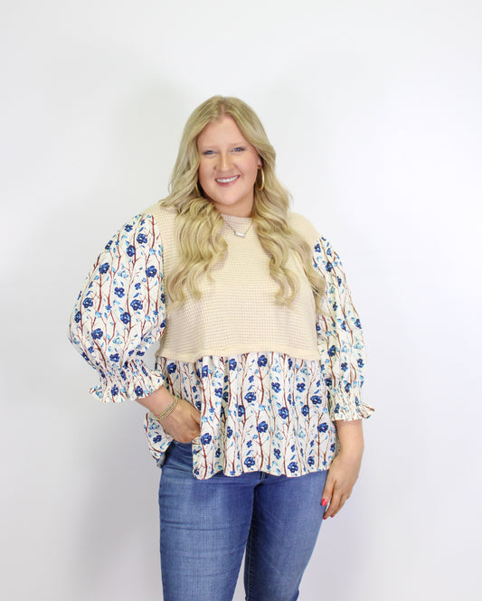 Floral Patchwork Plus Size Blouse LT