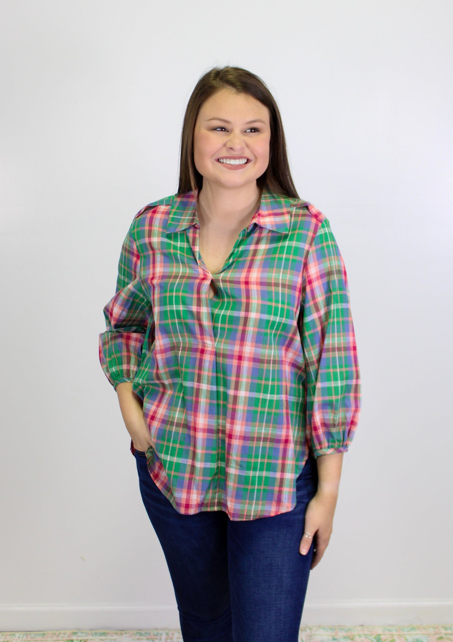 Green Plaid Blouse LT