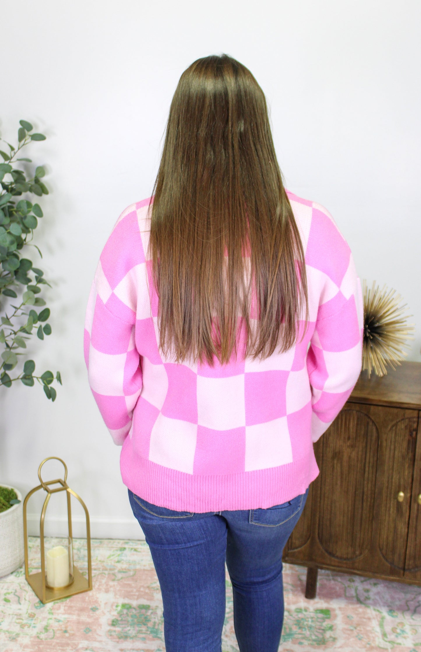 Pink Checkered Pullover LT