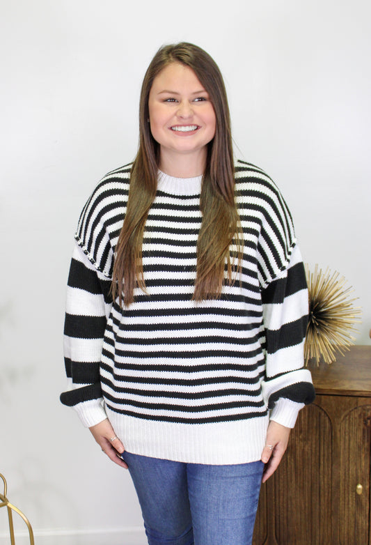 Black and White Striped Sweater LT