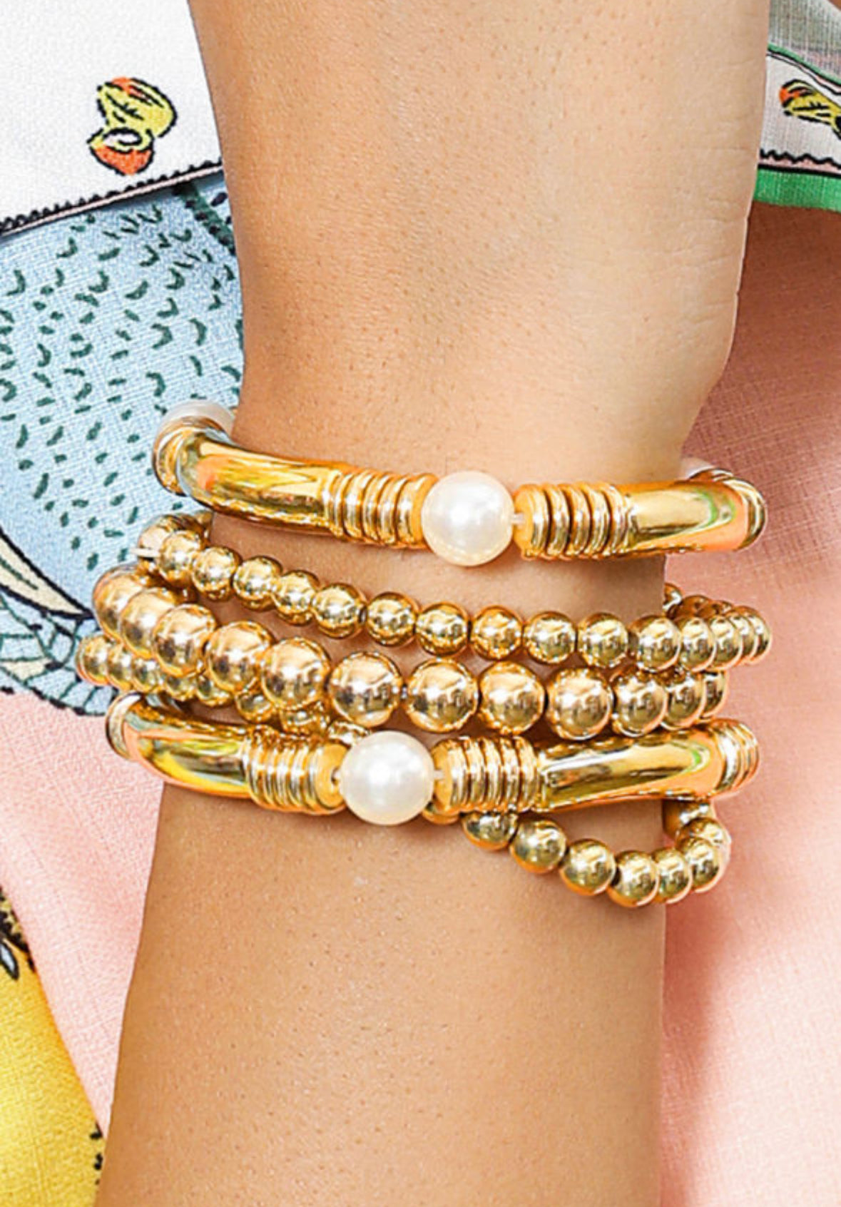 Gold Pearl Bracelet Set LT